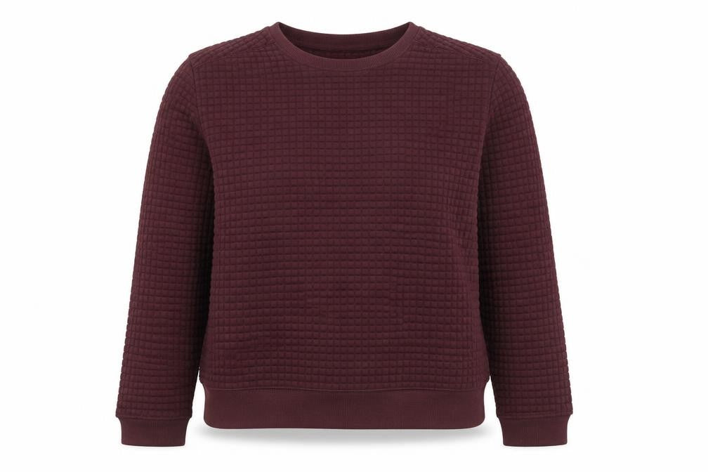 Front view of Cedarwood State Women's Red Waffle-Knit jumper, size M