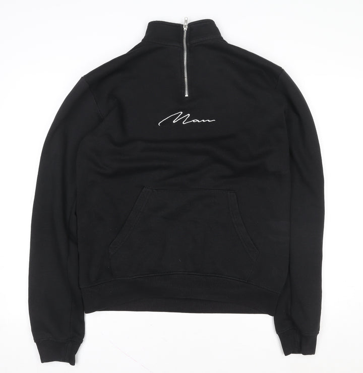 boohooMAN Men’s Black 1/4 Zip Embroidered Sweatshirt Size M