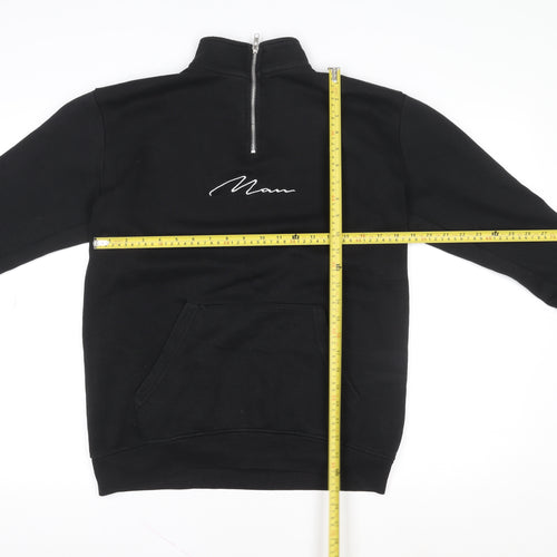boohooMAN Men’s Black 1/4 Zip Embroidered Sweatshirt Size M