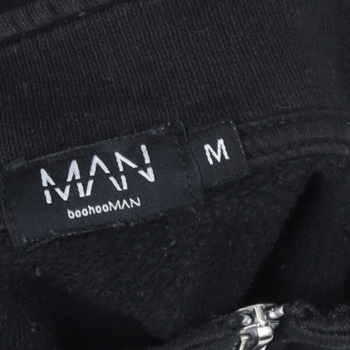 boohooMAN Men’s Black 1/4 Zip Embroidered Sweatshirt Size M