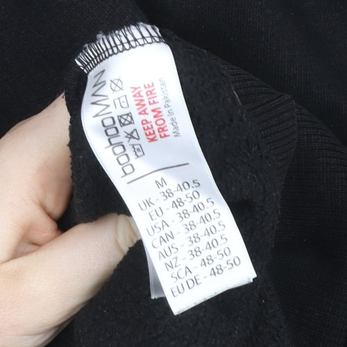 boohooMAN Men’s Black 1/4 Zip Embroidered Sweatshirt Size M