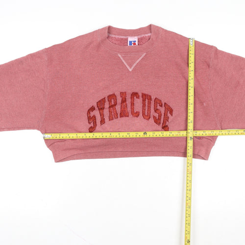 Russell Athletic Womens Pink Cropped Crew Neck Sweatshirt Size L