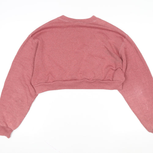Russell Athletic Womens Pink Cropped Crew Neck Sweatshirt Size L