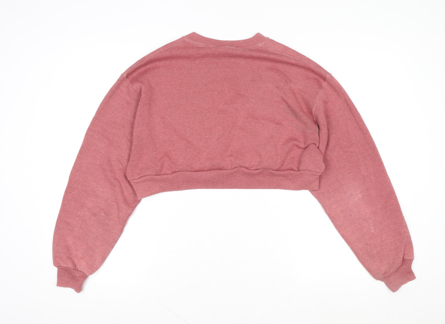 Russell Athletic Womens Pink Cropped Crew Neck Sweatshirt Size L