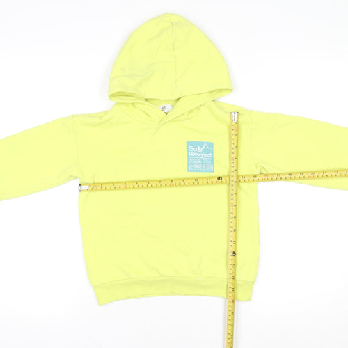 H&M Boys Yellow Go & Reconnect Hoodie 7-8 Years Cotton Blend Graphic Print