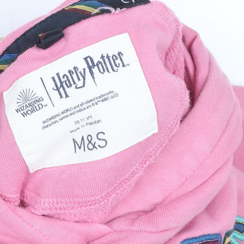 Marks and Spencer Girls Pink Harry Potter Hogwarts Pullover Hoodie 10-11 Years