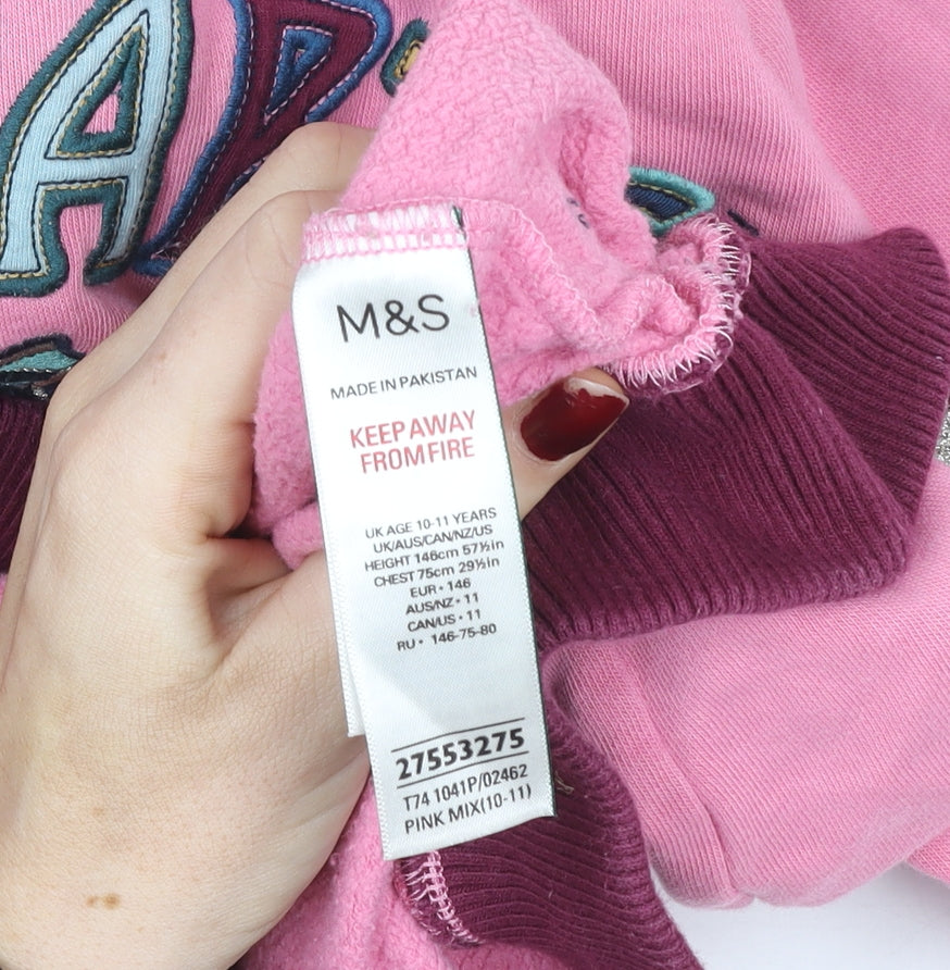 Marks and Spencer Girls Pink Harry Potter Hogwarts Pullover Hoodie 10-11 Years