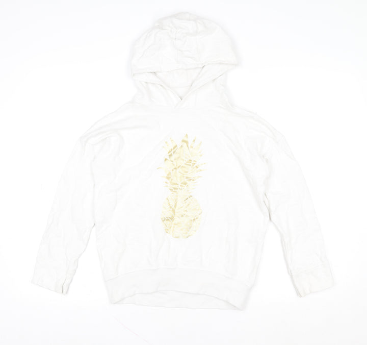 Next Girls White 11 Years Pineapple Print Cotton Pullover Hoodie