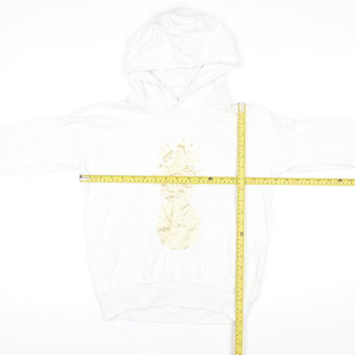 Next Girls White 11 Years Pineapple Print Cotton Pullover Hoodie