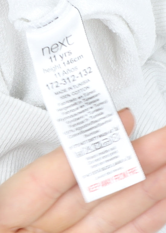 Next Girls White 11 Years Pineapple Print Cotton Pullover Hoodie