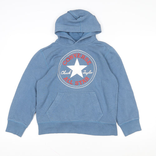 Converse Boys Blue Pullover Hoodie 10-12 Years Graphic Print Cotton Blend