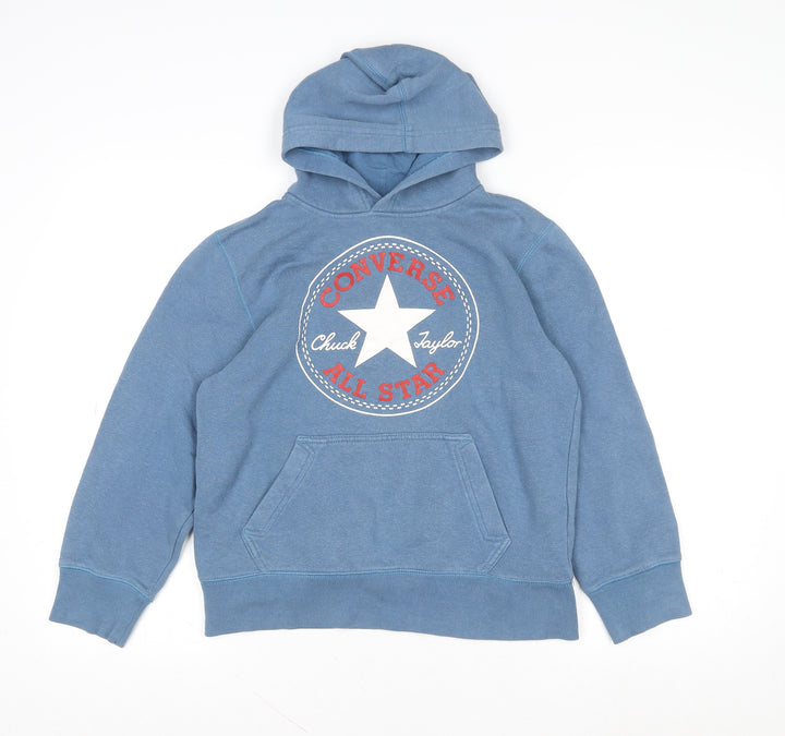 Converse Boys Blue Pullover Hoodie 10-12 Years Graphic Print Cotton Blend