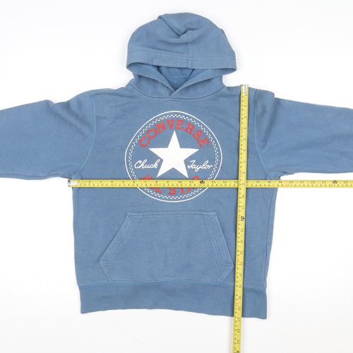 Converse Boys Blue Pullover Hoodie 10-12 Years Graphic Print Cotton Blend