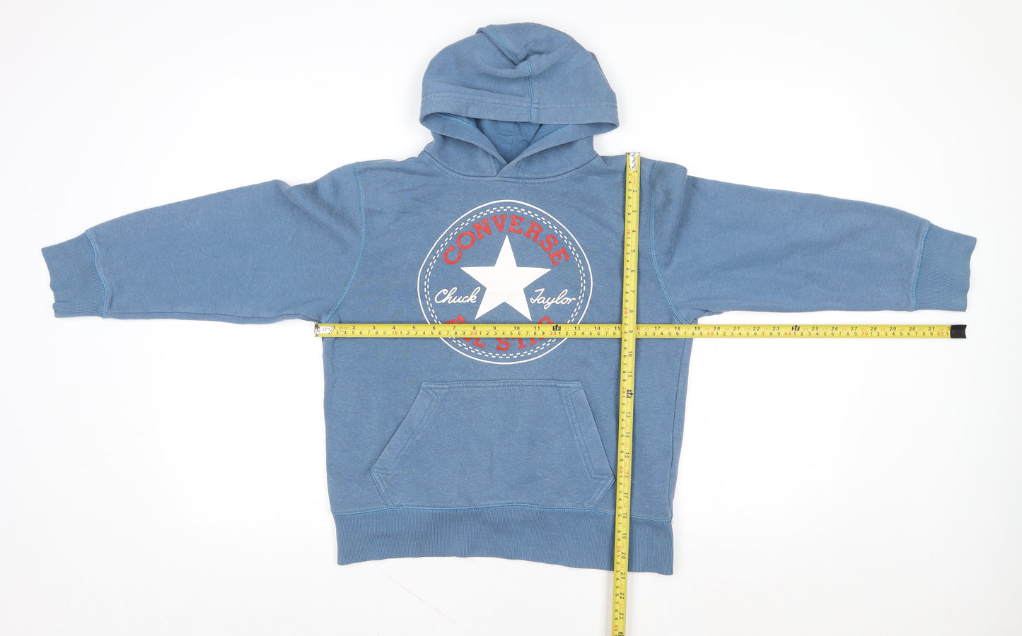 Converse Boys Blue Pullover Hoodie 10-12 Years Graphic Print Cotton Blend