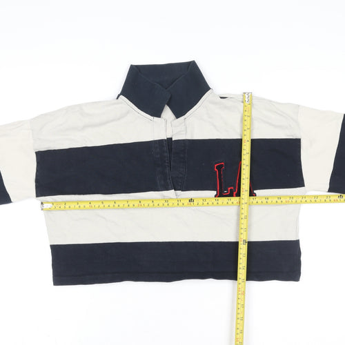 Pull&Bear Women Navy & White Striped LA Rugby Sweatshirt S