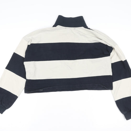 Pull&Bear Women Navy & White Striped LA Rugby Sweatshirt S
