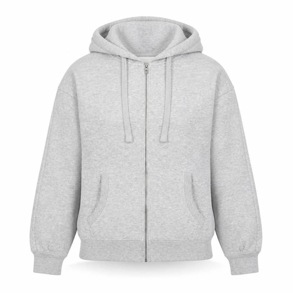 Front view of Next women’s grey full zip hooded basic jacket size small