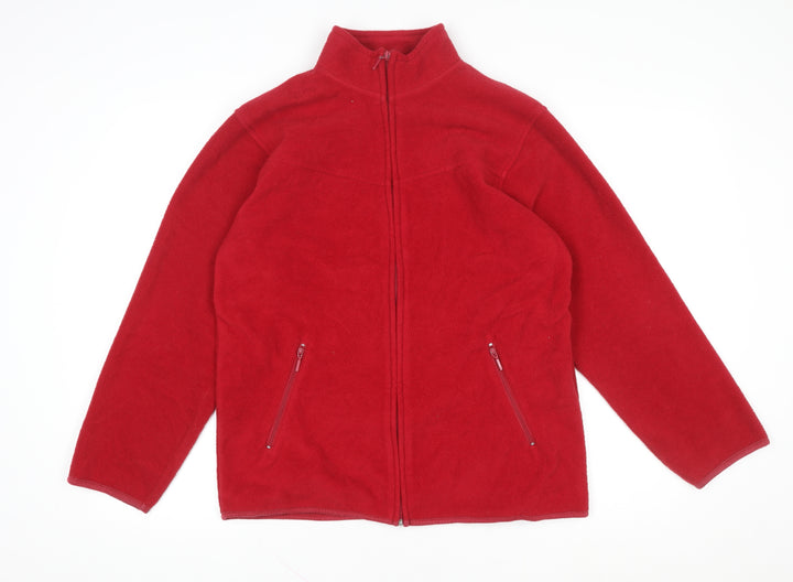 EWM Womens Red Fleece Full Zip Jacket Size S 10-12