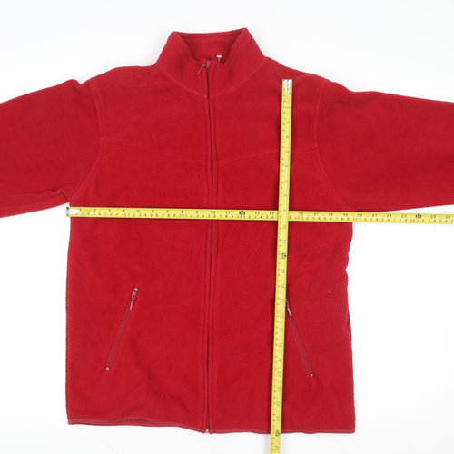 EWM Womens Red Fleece Full Zip Jacket Size S 10-12