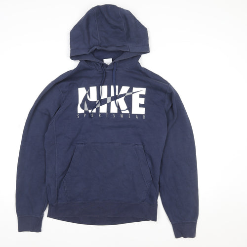 Nike Men's Blue Pullover Hoodie Small Sportswear Logo Fleece