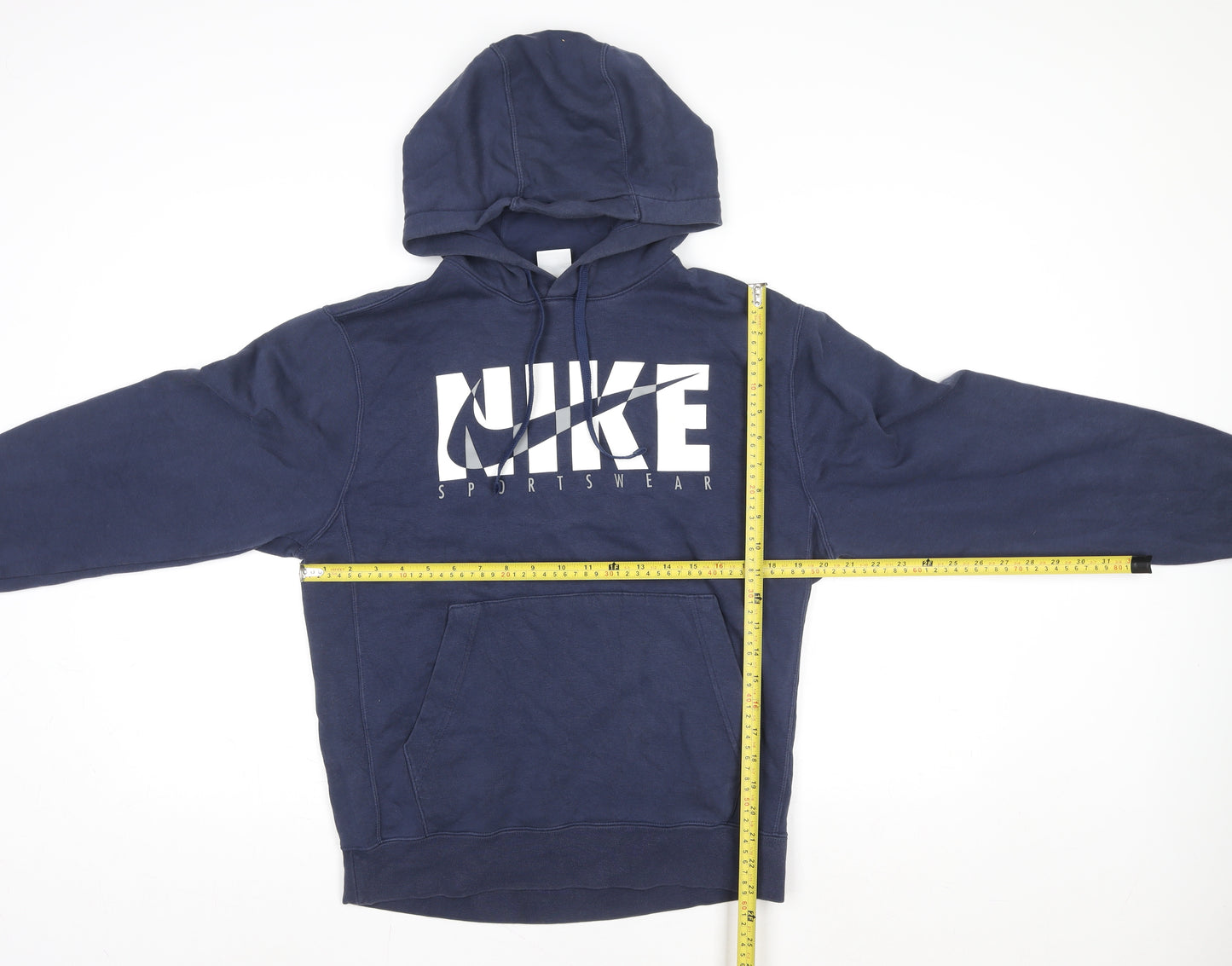 Nike Men's Blue Pullover Hoodie Small Sportswear Logo Fleece