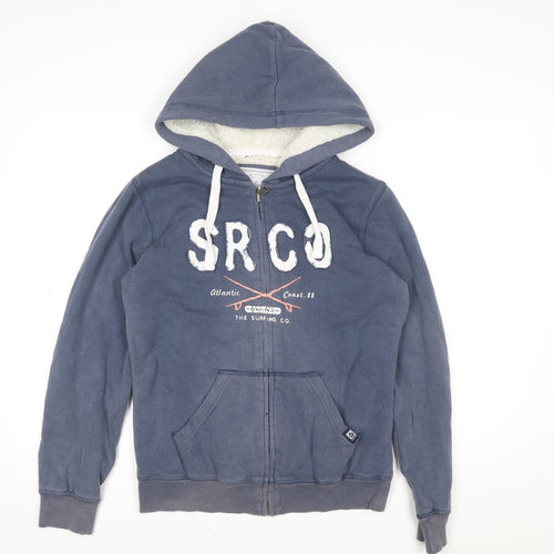 Saltrock Men's Blue Hooded Full Zip Fleece Lined Jacket Size 10