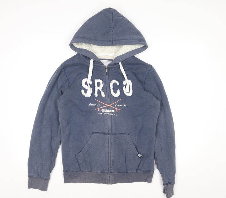 Saltrock Men's Blue Hooded Full Zip Fleece Lined Jacket Size 10