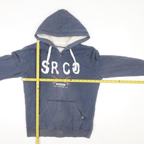 Saltrock Men's Blue Hooded Full Zip Fleece Lined Jacket Size 10