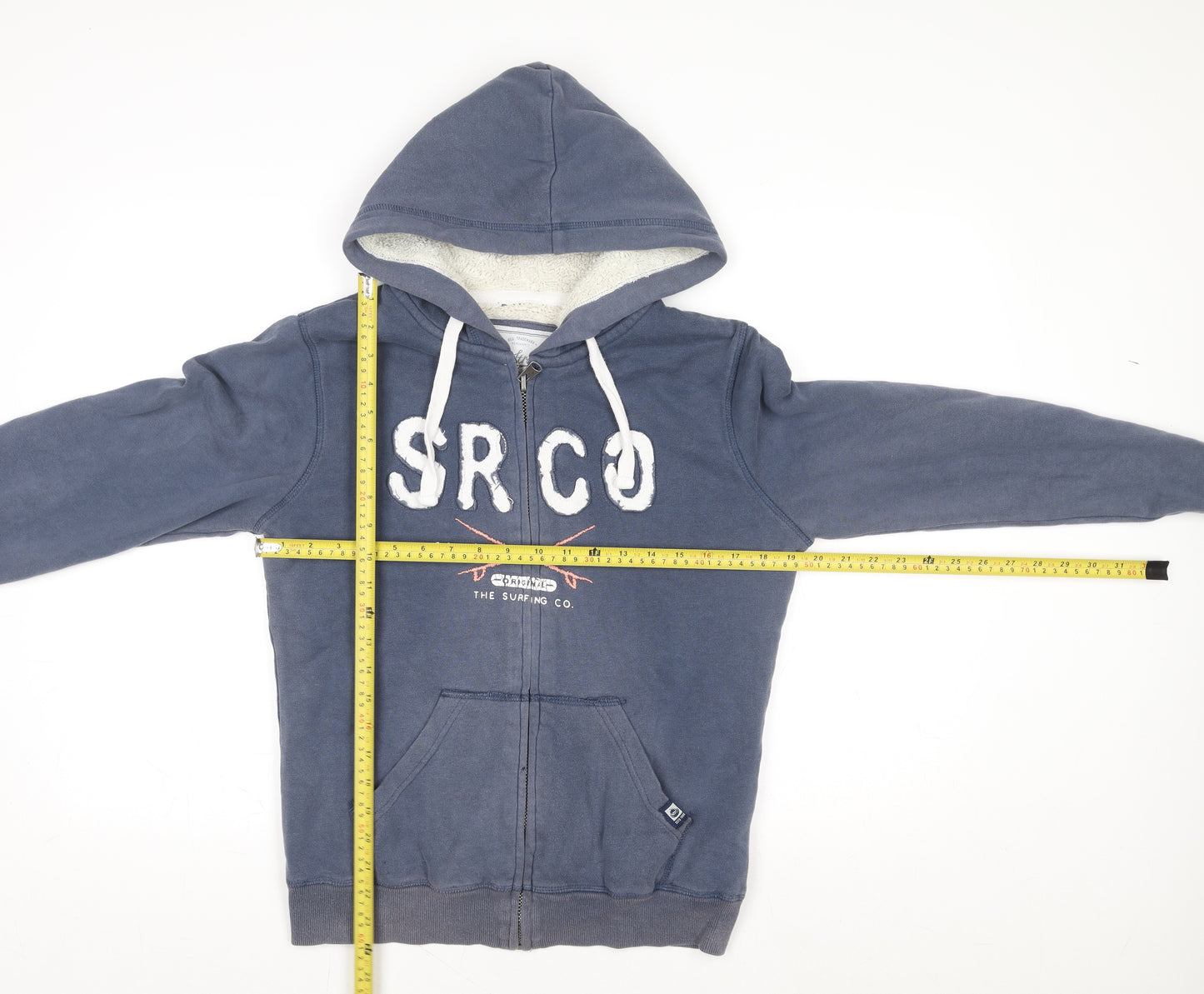 Saltrock Men's Blue Hooded Full Zip Fleece Lined Jacket Size 10