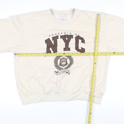 Pull&Bear Teen Beige NYC Graphic Pullover Sweatshirt Size M