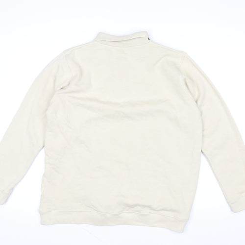 EWM Pure Classics Women's Beige Embroidered Henley Sweatshirt Size L 18-20