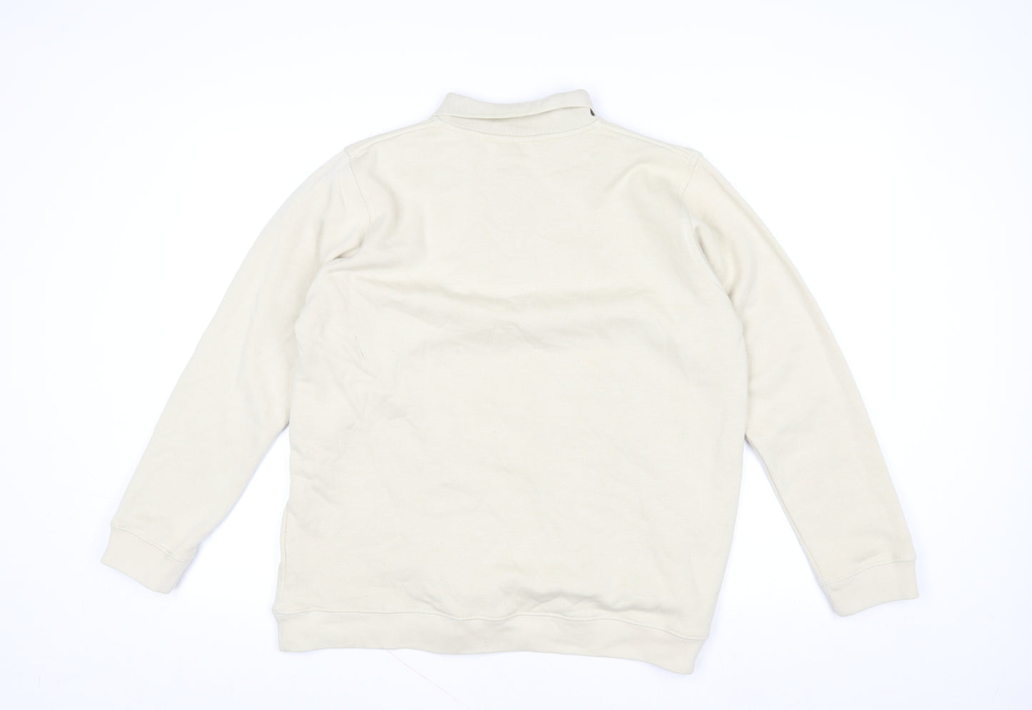EWM Pure Classics Women's Beige Embroidered Henley Sweatshirt Size L 18-20