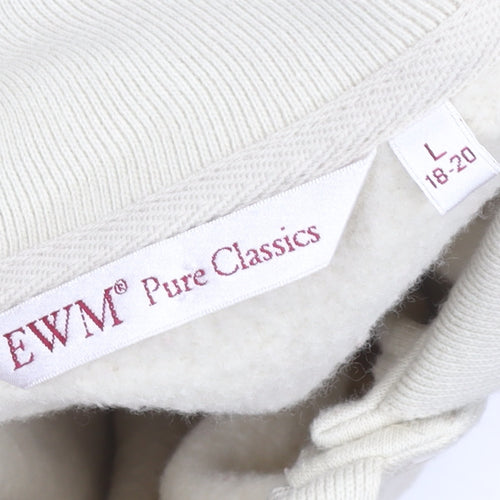 EWM Pure Classics Women's Beige Embroidered Henley Sweatshirt Size L 18-20