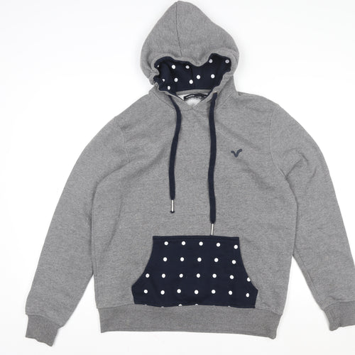 Voi Jeans Women’s Grey Polka Dot Lined Pullover Hoodie Size 14