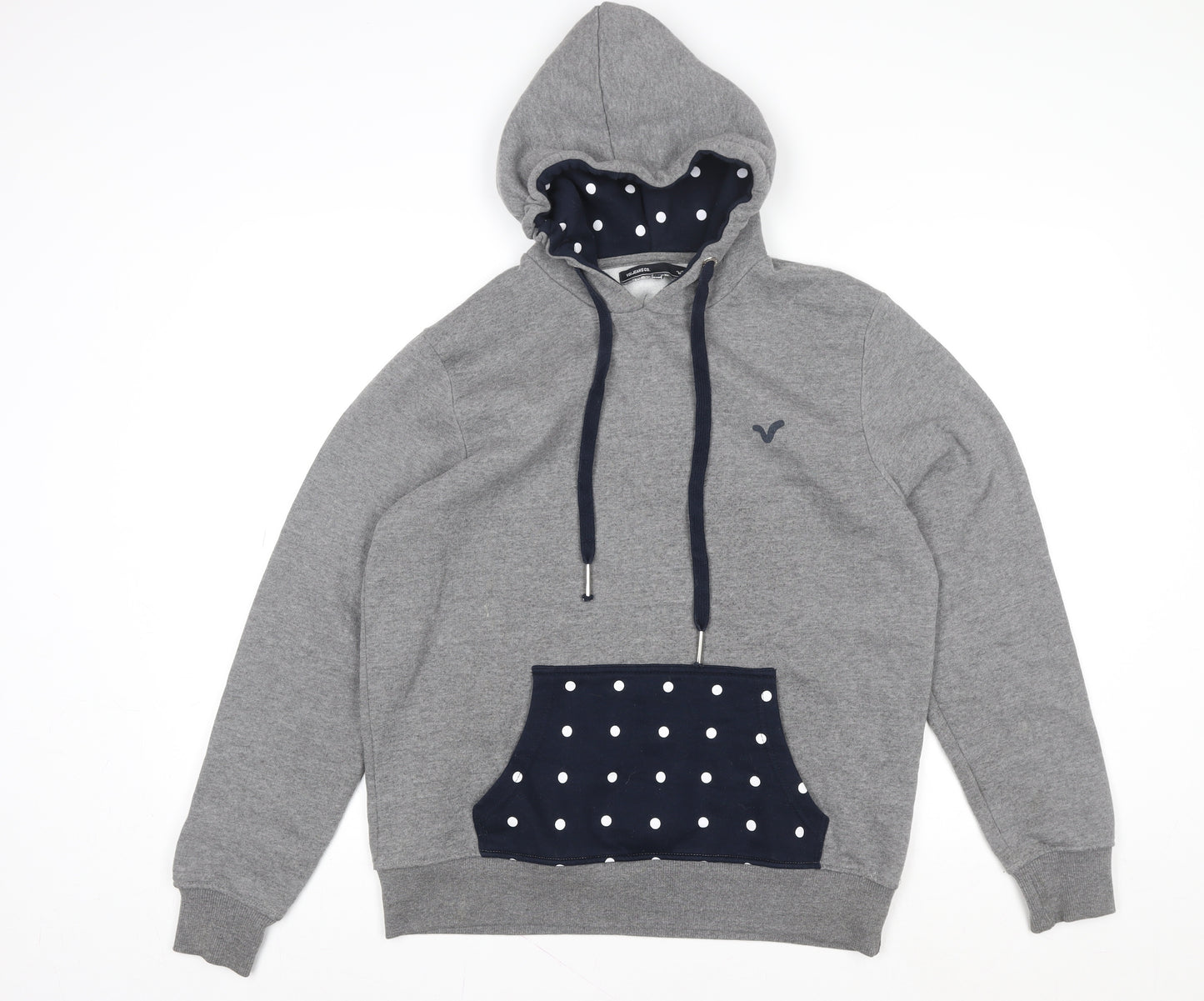 Voi Jeans Women’s Grey Polka Dot Lined Pullover Hoodie Size 14