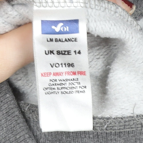 Voi Jeans Women’s Grey Polka Dot Lined Pullover Hoodie Size 14