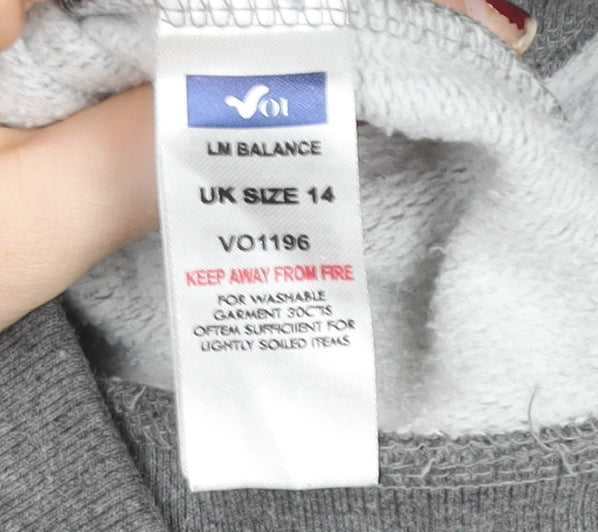 Voi Jeans Women’s Grey Polka Dot Lined Pullover Hoodie Size 14