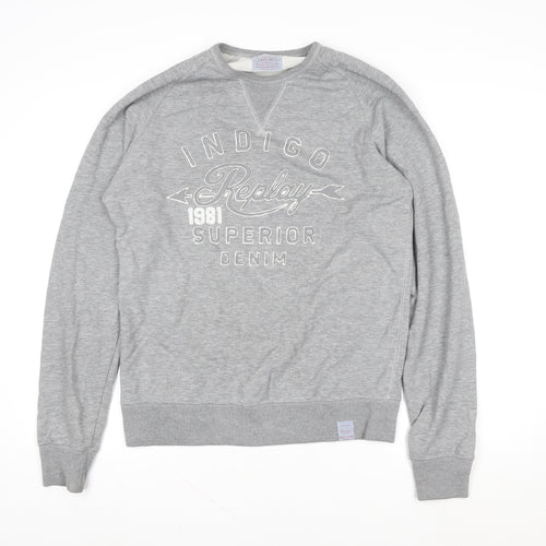 Replay Womens Grey Cotton Blend Pullover Sweatshirt L