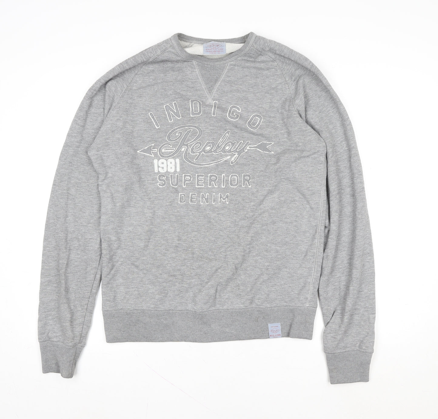 Replay Womens Grey Cotton Blend Pullover Sweatshirt L