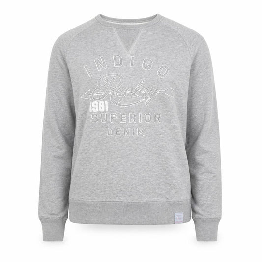Front view of Replay women’s grey cotton blend pullover sweatshirt l