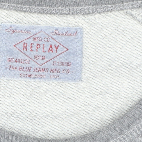 Replay Womens Grey Cotton Blend Pullover Sweatshirt L