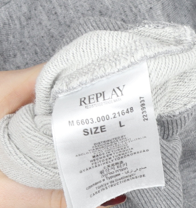 Replay Womens Grey Cotton Blend Pullover Sweatshirt L