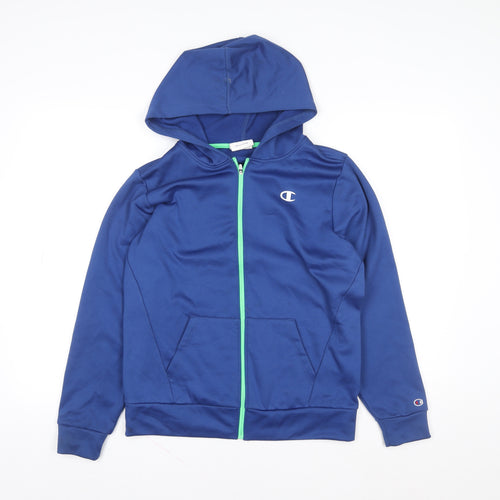 Champion Blue Teens L(11/12) Hooded Track Jacket with Zip Pockets