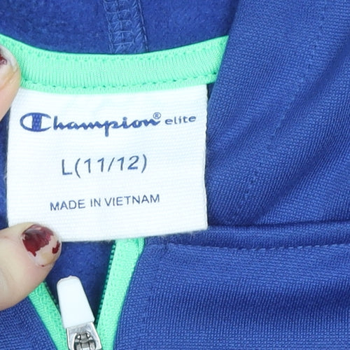 Champion Blue Teens L(11/12) Hooded Track Jacket with Zip Pockets