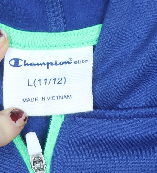 Champion Blue Teens L(11/12) Hooded Track Jacket with Zip Pockets