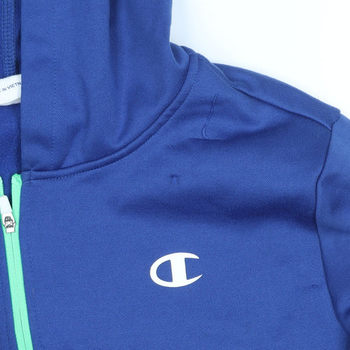 Champion Blue Teens L(11/12) Hooded Track Jacket with Zip Pockets