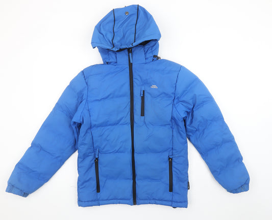 Trespass Boys Blue Waterproof Windproof Hooded Puffer Jacket 11-12 Years