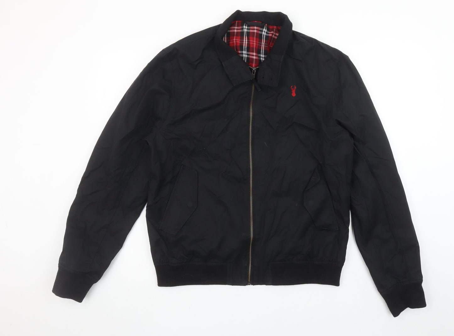 Next Men's Black Bomber Jacket Medium Cotton Nylon Lined Casual