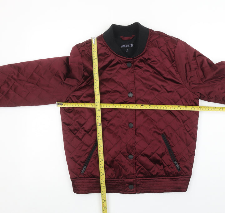 Hollister Women's Red Quilted Bomber Jacket Size M