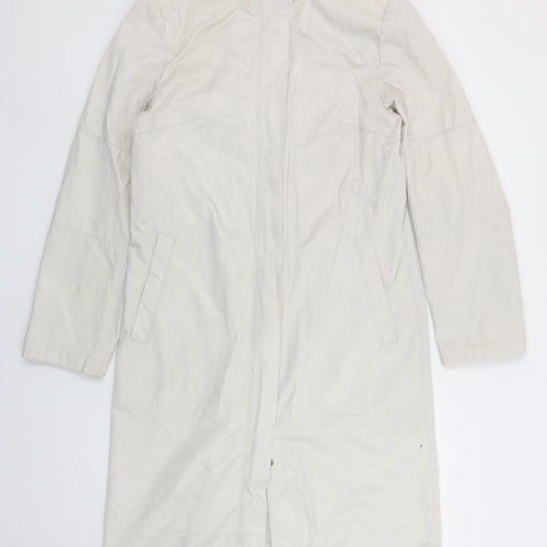 Nuage Women Ivory Long Rain Coat Size 12 Cotton Blend Water Resistant